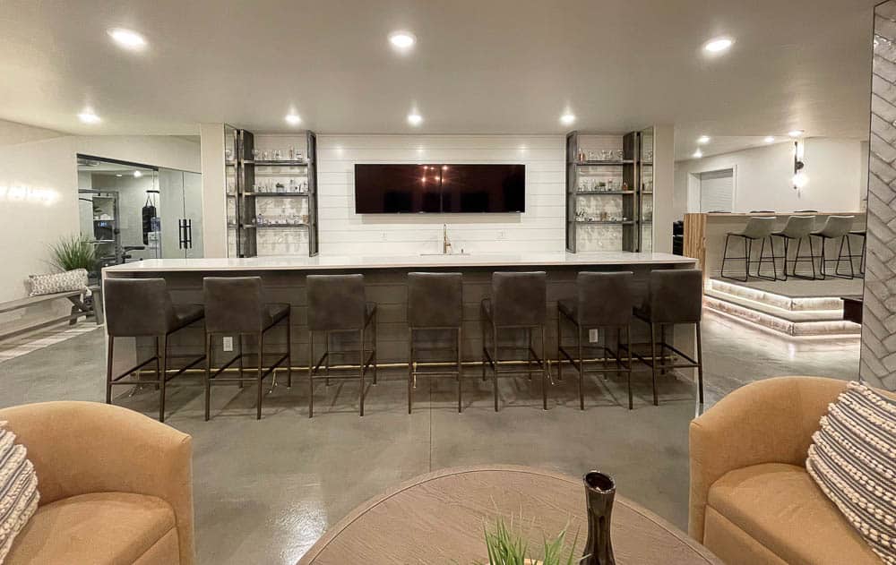 basement remodel with bar in Centennial, CO